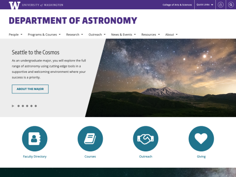 Astronomy homepage screenshot