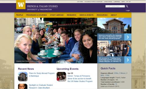 New homepage of French & Italian Studies